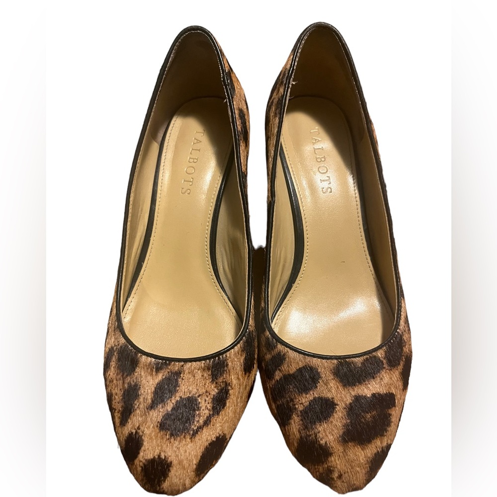 NWOT Talbots Women's Shoes Leopard Print Cow Leather Heels
